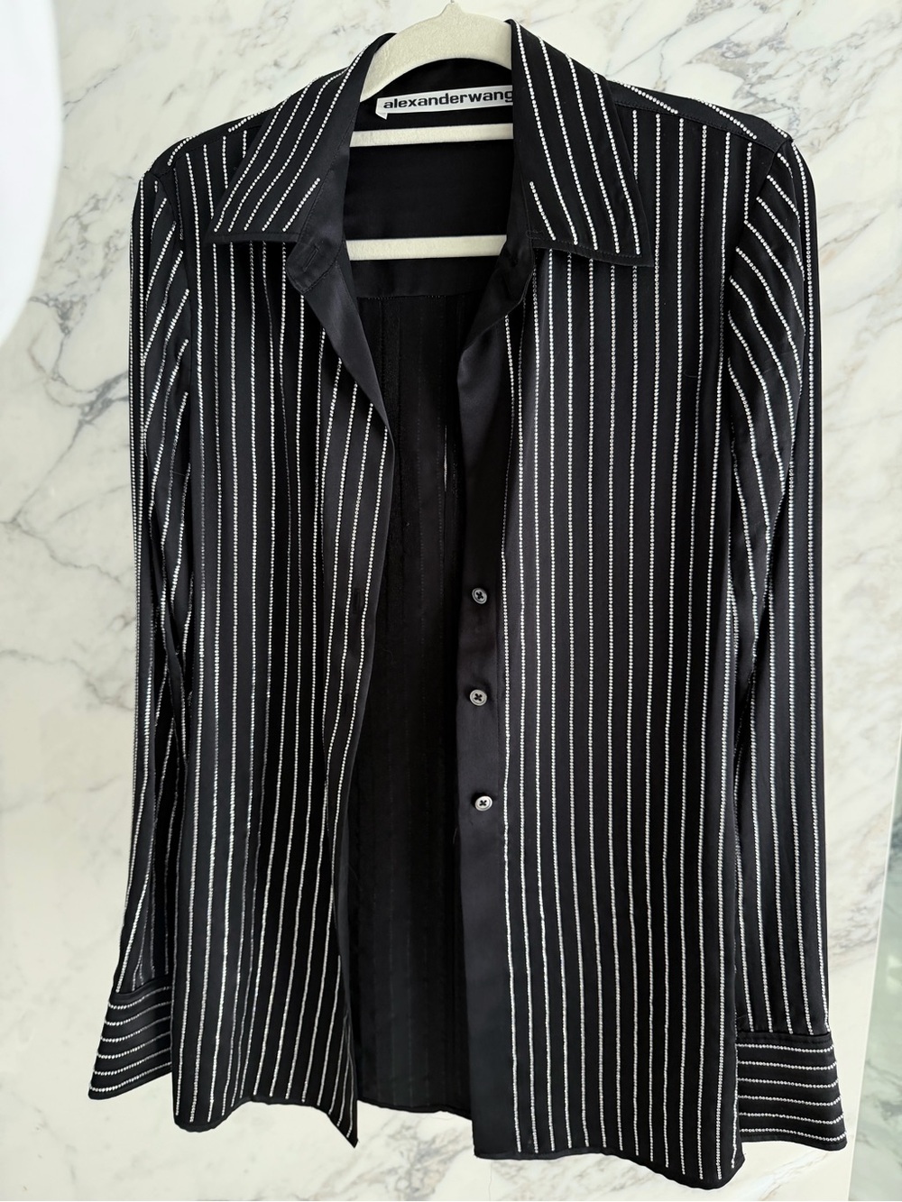 Alexander Wang Striped Crystal Embellishments Shirt